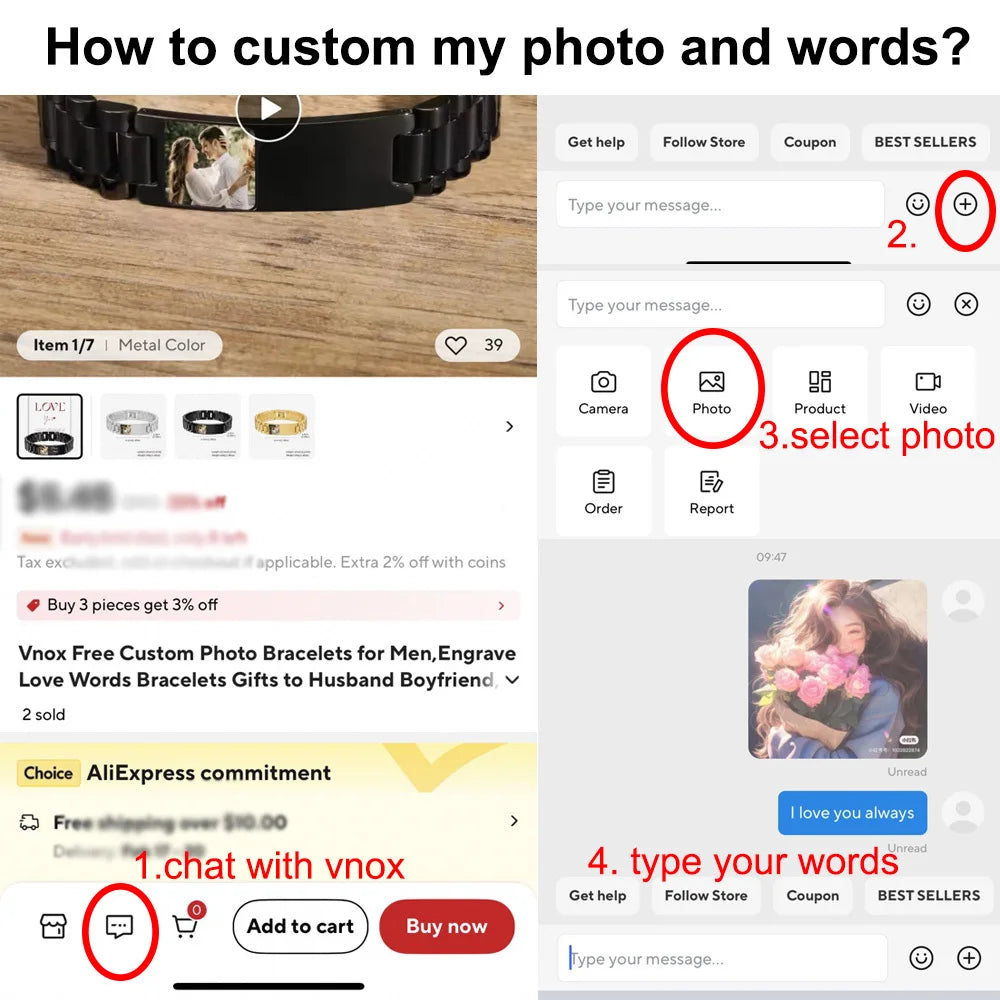 Vnox Custom Fathers Day Gift for Dad Grandpa, Black PU Leather Keychains with Custimized Photo Image Metal Plate Key Chain