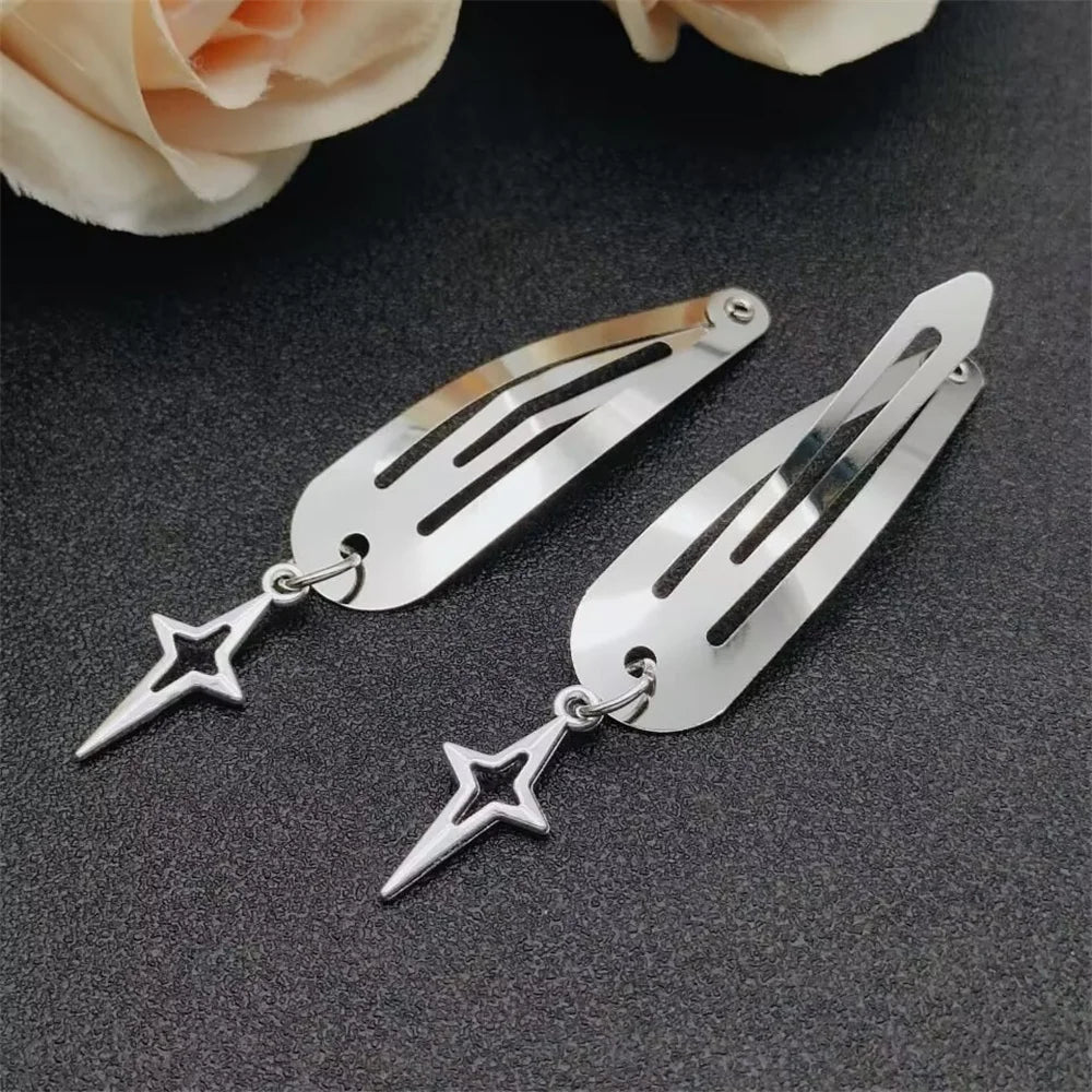 Fashion Metal Geometry Pendant Hair Clip Women's Love Butterfly Star Headwear Punk Girls' Hair Accessories Charm Jewelry Gift