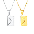 Envelope Photo Neckalce for Men Women,50/60CM Stainless Steel Custom Picture Collars,Gift for Dad Mom Husband Bestie BBF