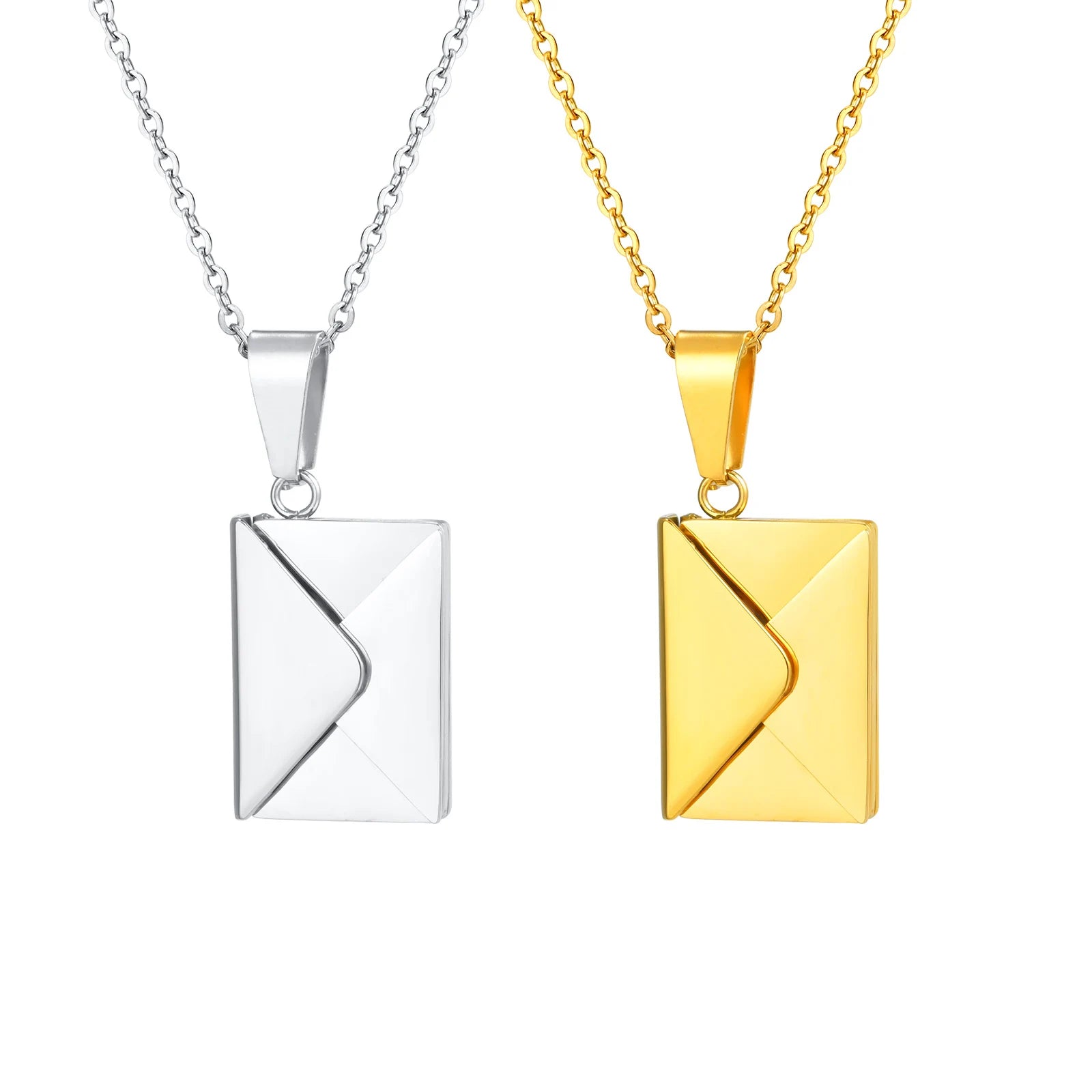 Envelope Photo Neckalce for Men Women,50/60CM Stainless Steel Custom Picture Collars,Gift for Dad Mom Husband Bestie BBF