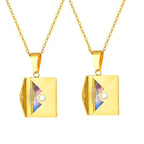 Envelope Photo Neckalce for Men Women,50/60CM Stainless Steel Custom Picture Collars,Gift for Dad Mom Husband Bestie BBF